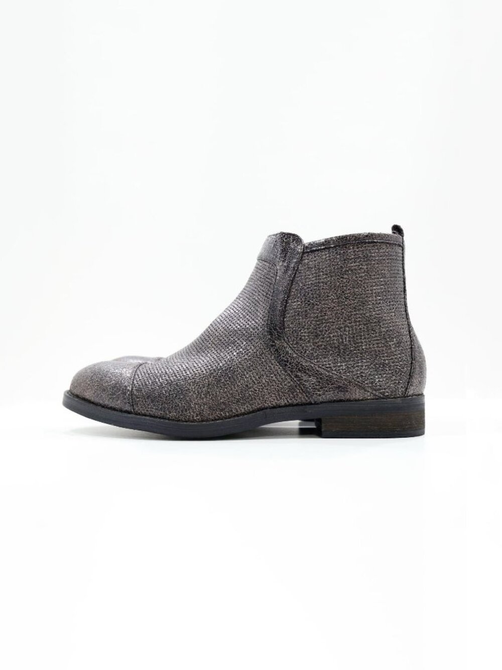 Vanessa Wu Brown Textured Leather Metallic Flat Ankle Boots - Women's 11/EU 41